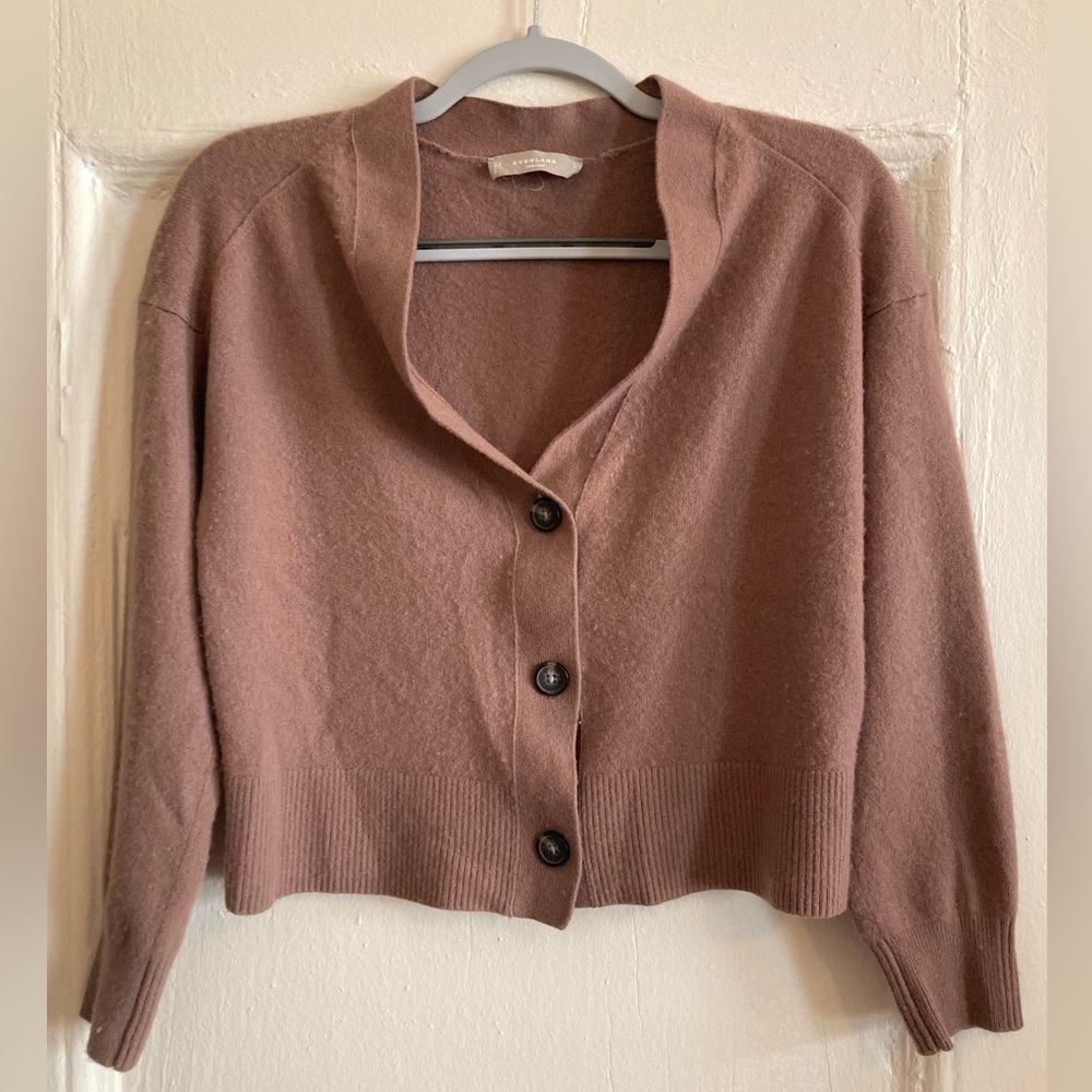 Everlane Cropped Cashmere Cardigan in Dune (Muave) size Small
